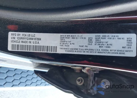 2022 Ram 1500 Big Horn 4X4 5'7 Box from USA, damaged, VIN 1C6RRFFGXNN187804